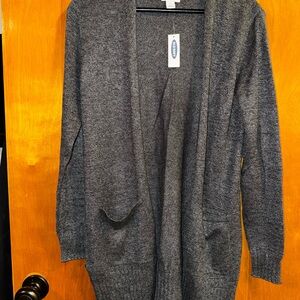 Gray Open Front Cardigan Sweater
